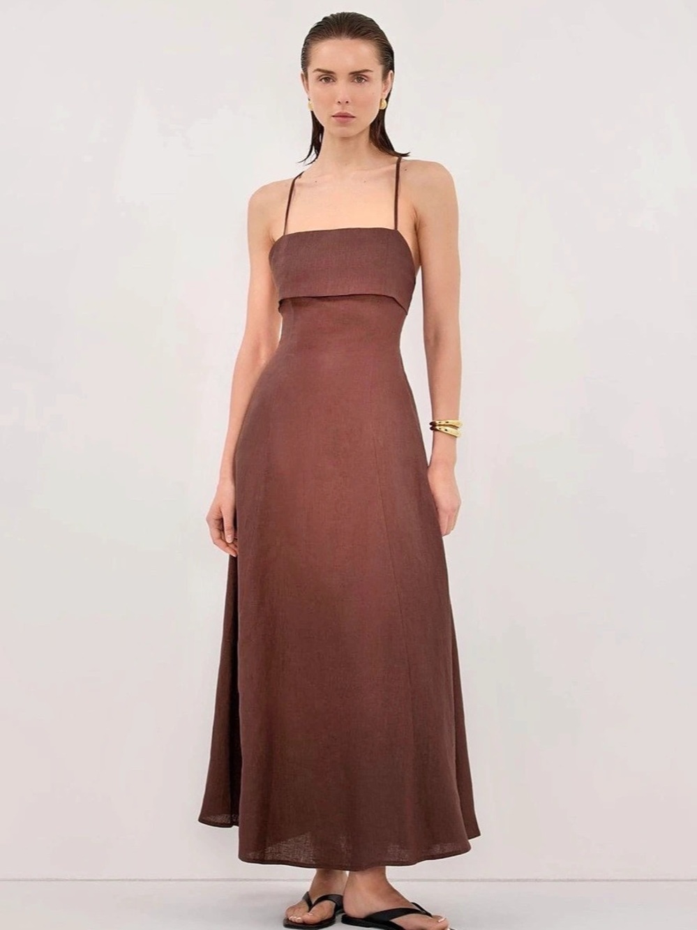 Dissh Open Back Maxi Dress in Brown US 2 Like New